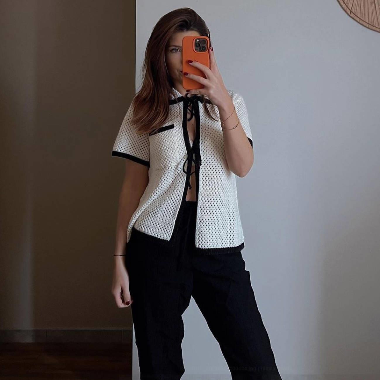 Striped Lapel Pocket Short Sleeve Top Suit Beach Bohemian