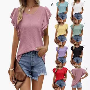 long short and ruffled hollow ladies shirt sleeve