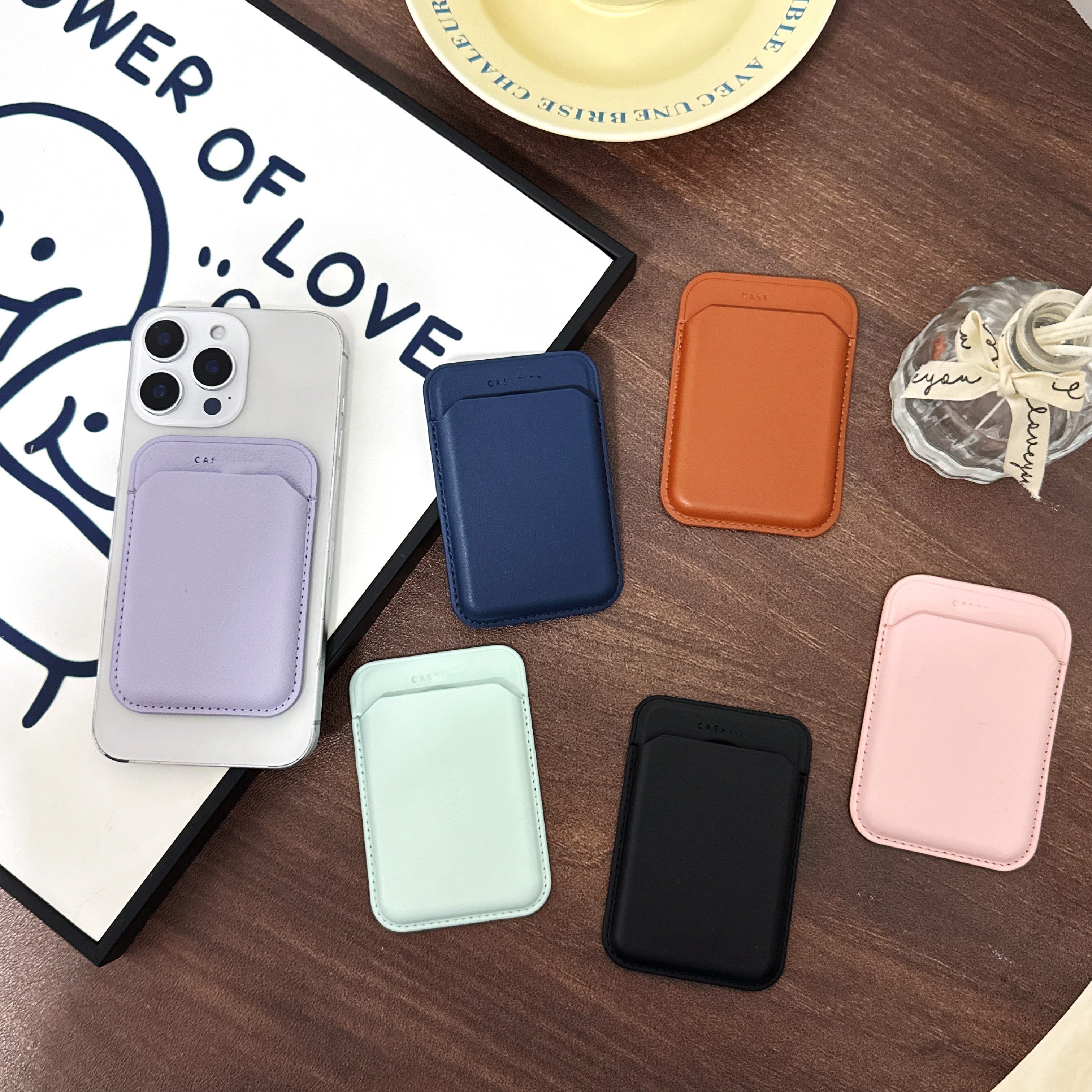 C潮牌动漫磁吸卡包适用苹果iPhone17手机壳magsafe卡套通用15多色简约高级感商务收纳超薄背夹情侣ins风皮套