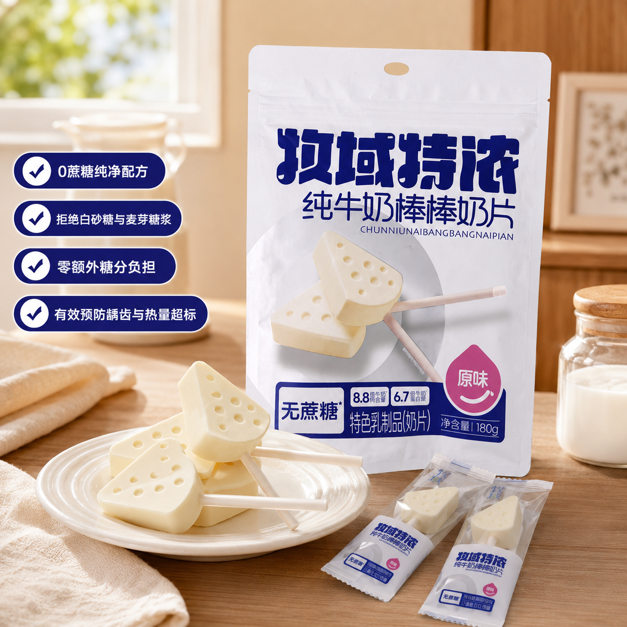 牧域特浓纯牛奶棒棒奶片独立装