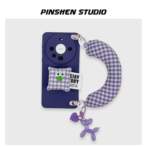 紫色抱枕配饰小狗充棉手提手机壳