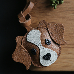 【隐物】可卡狗包包小挂件真皮车钥匙扣亲手做DIY材料包可爱挂饰