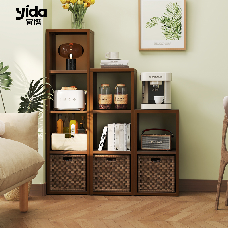 宜搭家居餐边柜靠墙一体储物柜不锈钢橱柜30cm窄边柜高柜客厅收纳