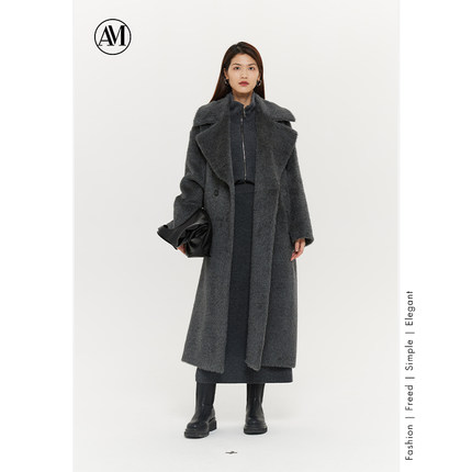 【柳哥专属】AM冬季女装羊驼毛长款高级感大衣NDD001700