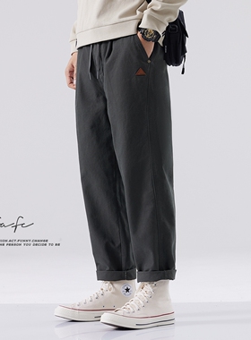 FAFC2024秋冬季日系潮牌纯棉工装裤男宽松百搭小锥形九分休闲长裤