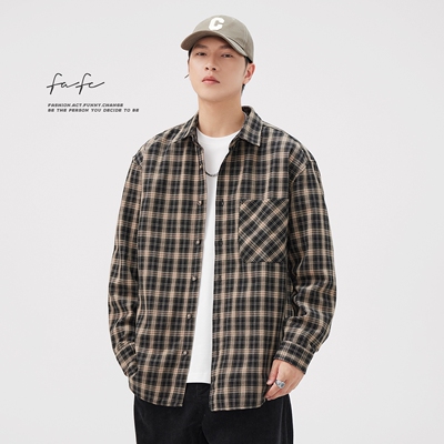 FAFC柔软舒适格子长袖衬衫外套