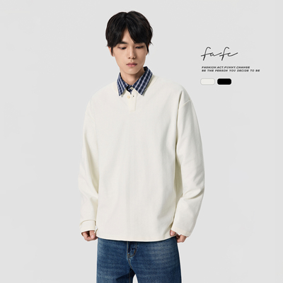 FAFC混纺缎纹肌理感重磅长袖T恤