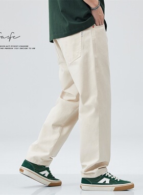 FAFC春季纯棉美式工装裤男秋冬款日系潮牌宽松直筒加绒休闲裤长裤