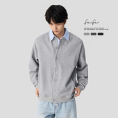 FAFC秋冬季 470g重磅简约华夫格纯色宽松休闲百搭开衫 卫衣毛衣外套