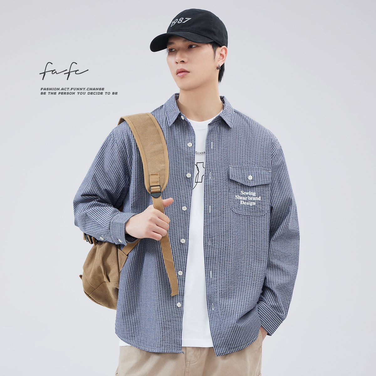 FAFC柔软舒适纯棉翻领衬衫外套