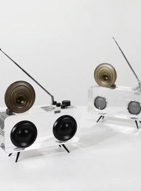 雅莱家居客厅水晶收音机模型摆件