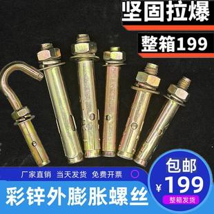 国标膨胀螺丝彩锌拉爆带孔膨胀爆炸螺丝镀锌膨胀m6m8m10m12m20