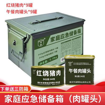 送三防箱凌翔红烧猪肉罐头午餐肉下饭菜户外家庭应急储备食品