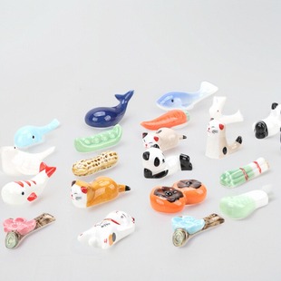 日式造型陶瓷美甲笔搁迷你笔架卡通立体小猫晾笔架美甲工具