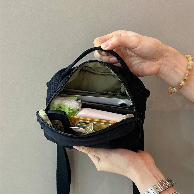 新款马卡龙色尼龙小方包防水轻便帆布包包休闲百搭单肩斜挎手机包