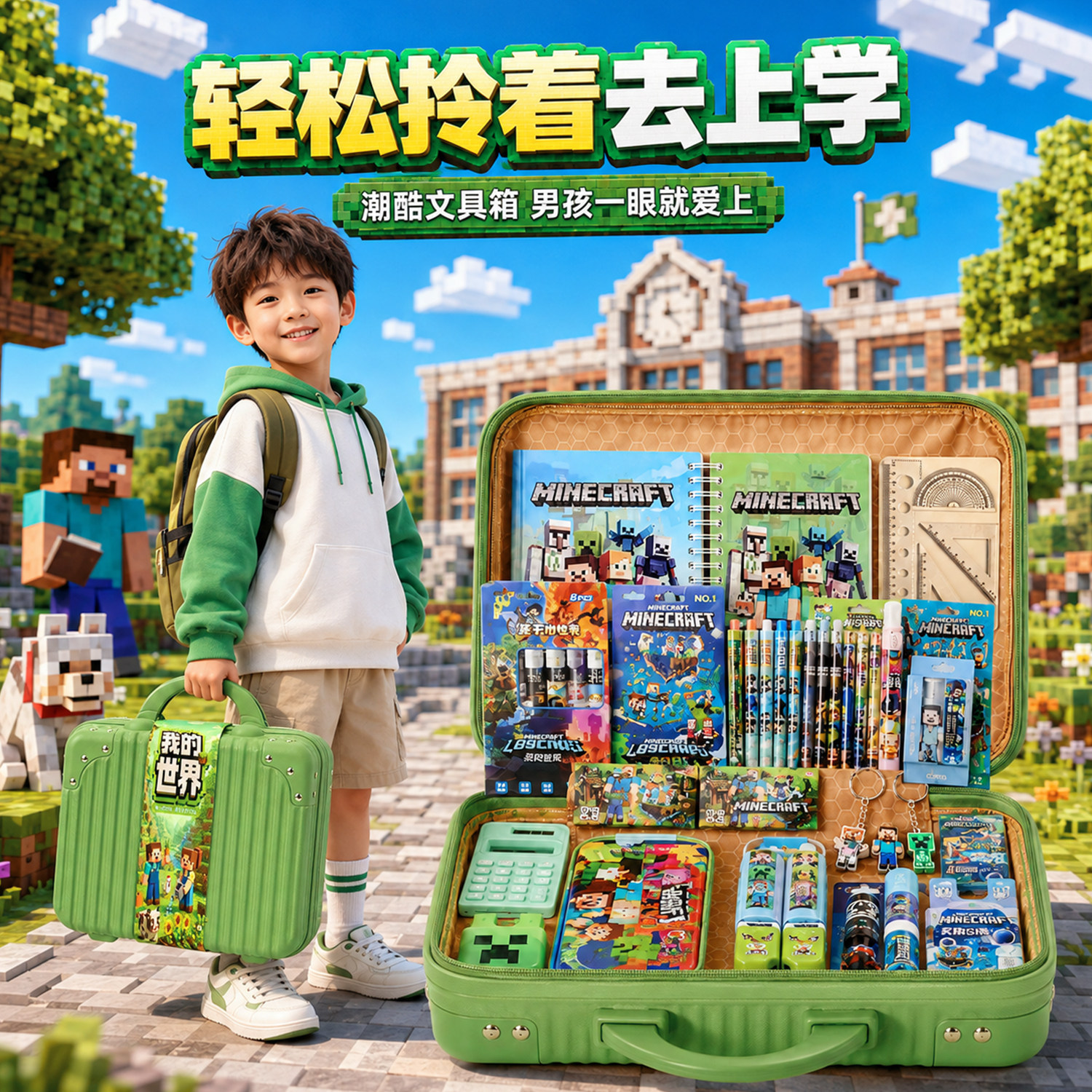 我的世界文具套装礼盒学生用品全套儿童实用型文具大全小学生幼儿园初中生男女孩通用奖励文具套盒盲盒大礼包
