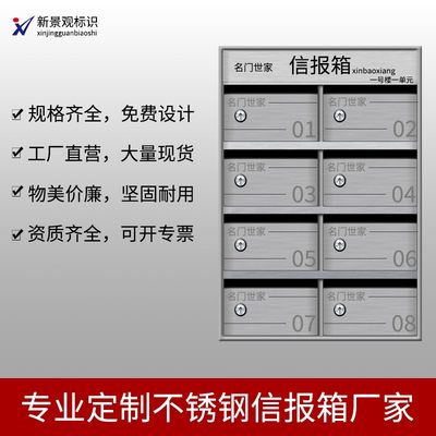 小区不锈钢信报箱挂墙别墅信箱室外防雨智能快递柜牛奶箱邮筒定制