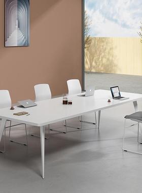 会议桌简约现代小型白色洽谈办公桌椅组合会议室培训条形桌工作台