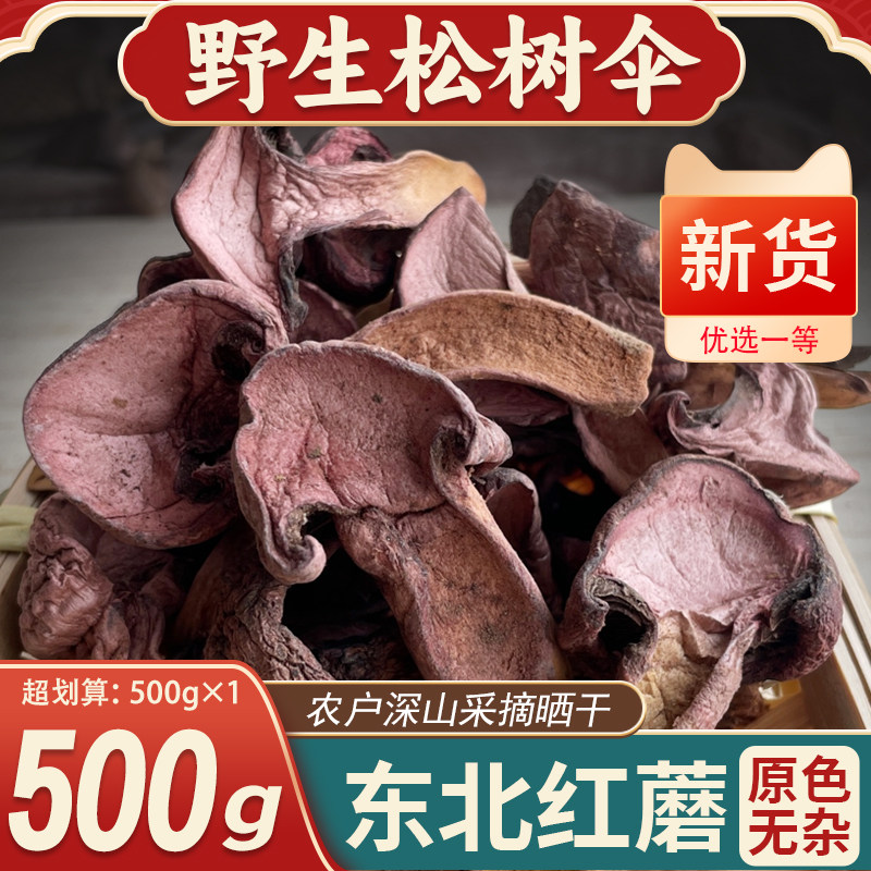 东北长白山特产野生红蘑干货血红铆钉菇松树伞松蘑菌类煲汤礼盒