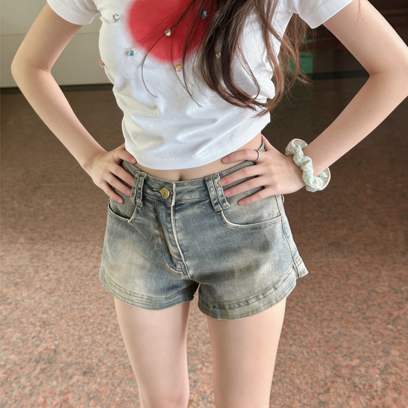 牛仔短裤女夏2026新款薄美式辣妹复古热裤做旧a字宽松三分休闲裤