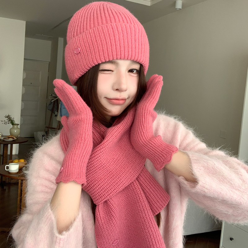 三件套帽子围巾手套防寒保暖围脖