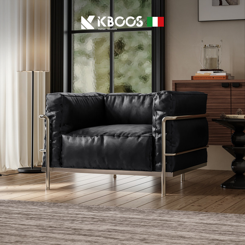 ����ɫ ��ʽ����ɳ����ͷ��ţƤCassina Sofa LC3ȫ��Ƥ�߶˵���������