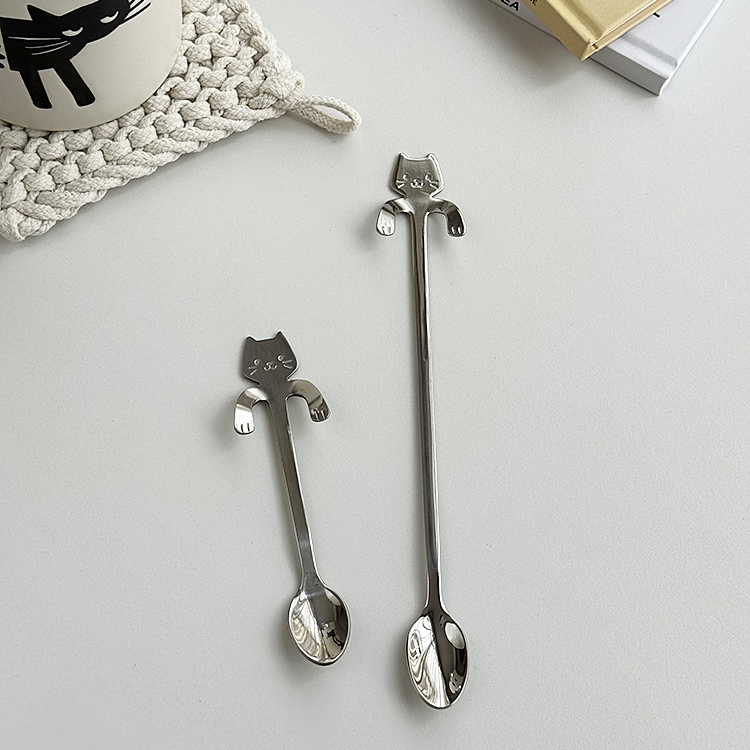 安木良品 可爱创意ins猫咪可悬挂304不锈钢挂杯勺冰块搅拌长勺子