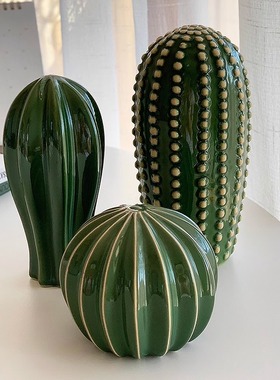 安木良品 大牌订单 北欧风现代居家创意装饰品陶瓷仙人掌民宿摆件