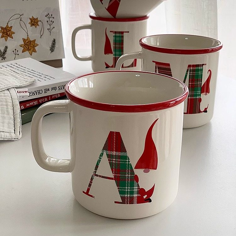 安木良品 外贸原单 圣诞老人ins字母高温陶瓷大容量麦片奶马克杯,餐饮具,马克杯,淘宝优惠券,粉丝福利购,淘宝优惠卷