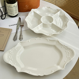 安木良品 外贸出口 法式复古重工稀有陶瓷餐厅新年节日家用大盘子