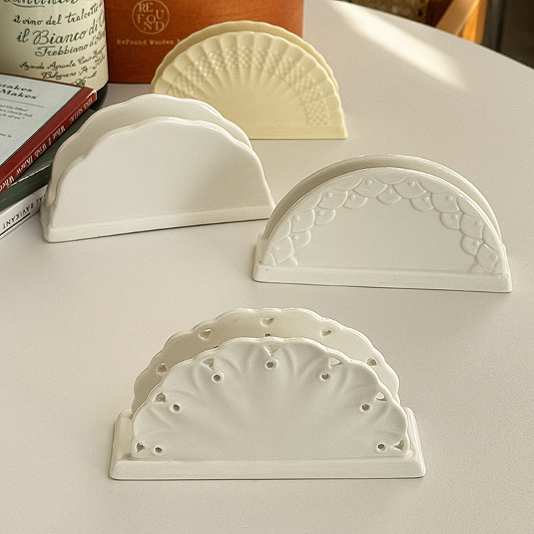 安木良品 外贸出口 法式复古轻奢浮雕陶瓷摆件置物餐厅纸巾夹盒