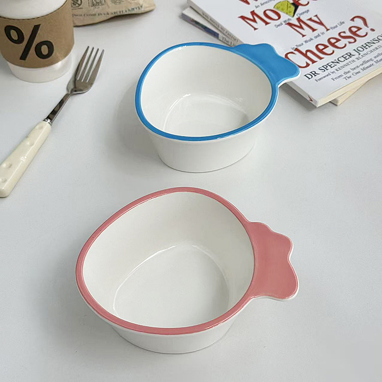 安木良品 韩国ins风可爱简约釉下彩陶瓷把手味碟碟水果零食点心碗