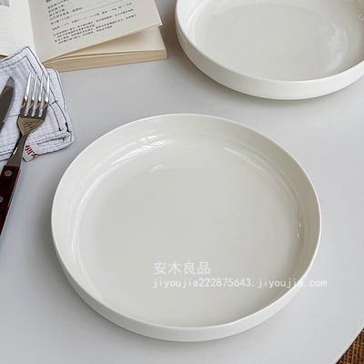 安木良品 出口订单 韩国ins极简纯白陶瓷西餐牛排点心实用菜盘子