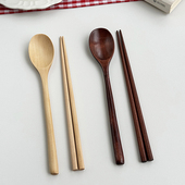 安木良品 日式 和风ins极简实木筷子勺子家用环保餐具拉面木筷汤勺