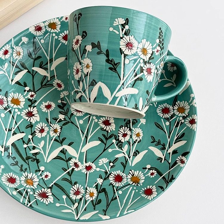 安木良品 外贸原单 超美复古法式田园花草重工艺陶瓷餐具杯碗盘子,餐饮具,盘,淘宝优惠券,粉丝福利购,淘宝优惠卷