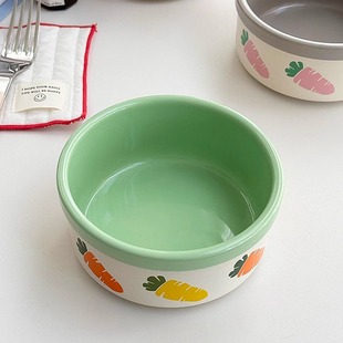 安木良品 可爱ins色彩多巴胺萝卜陶瓷甜品碗早餐点心碗 出口订单