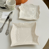 法式 安木良品 外贸出口 复古轻奢精致浮雕陶瓷造型盘甜心菜盘子