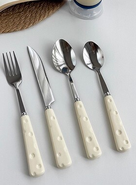 安木良品 韩国ins高颜值轻奢奶酪柄西餐牛排面餐具不锈钢刀叉勺子