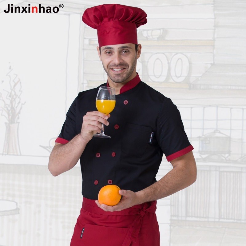 特价厨师服短袖男女夏季透气薄款西餐厅法式后厨房厨师工作服定制