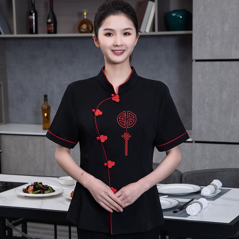 夏季农家乐工作服男女短袖酒店餐饮火锅饭店中式复古餐厅服务员新