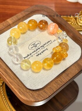 【金溢姜满】原创天然黄萤石黄塔晶多宝手串黄色系女款气质手饰