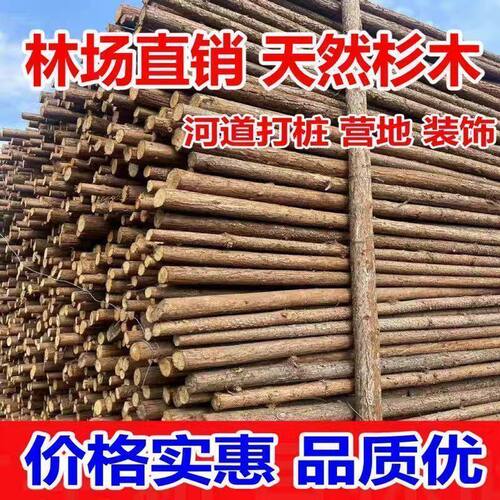 杉木桩民宿园林绿化树木圆木支撑杆户外河道工程驳岸桩菜园围栏桩