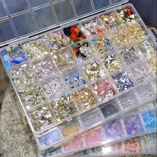 透明格子收纳盒防氧化首饰盒固定格子防蹿格美甲盒钻石串珠饰品盒