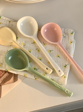 螺蛳粉汤勺ins风手捏不规则日式陶瓷勺子高颜值家用喝汤长柄饭勺