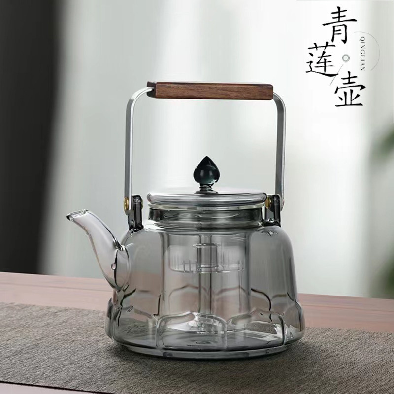 新款玻璃煮茶壶蒸煮一体家用耐高温加厚提梁泡茶壶电陶炉用煮茶器
