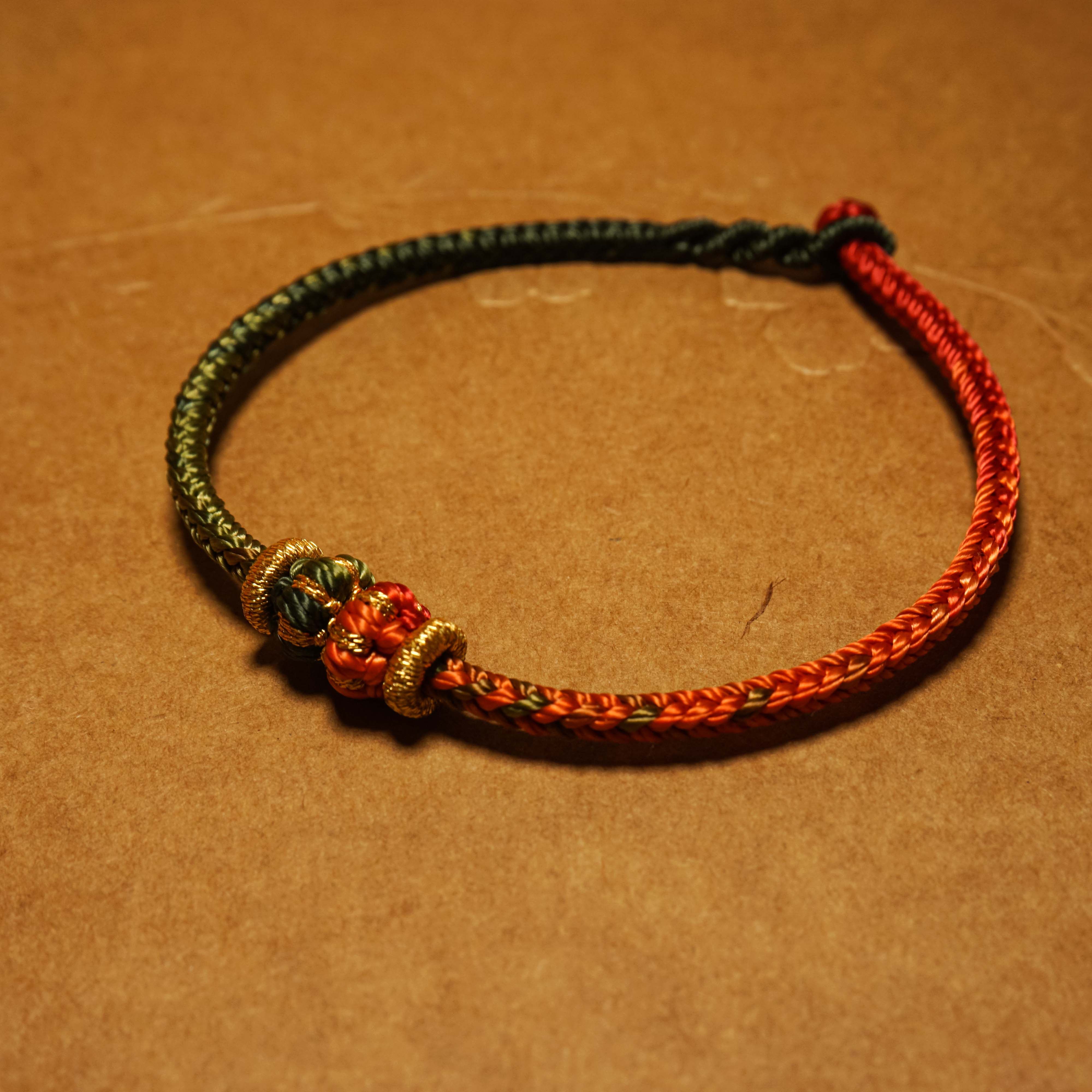 新故宫配色复古宫廷风双色拼色手绳直接穿珠半成品手工灯笼结手绳