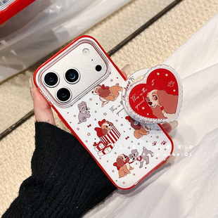 复古少女心小狗适用苹果17手机壳iPhone17promax新款16防摔保护套15硅胶14全包13小众高级感磁吸带支架女外壳