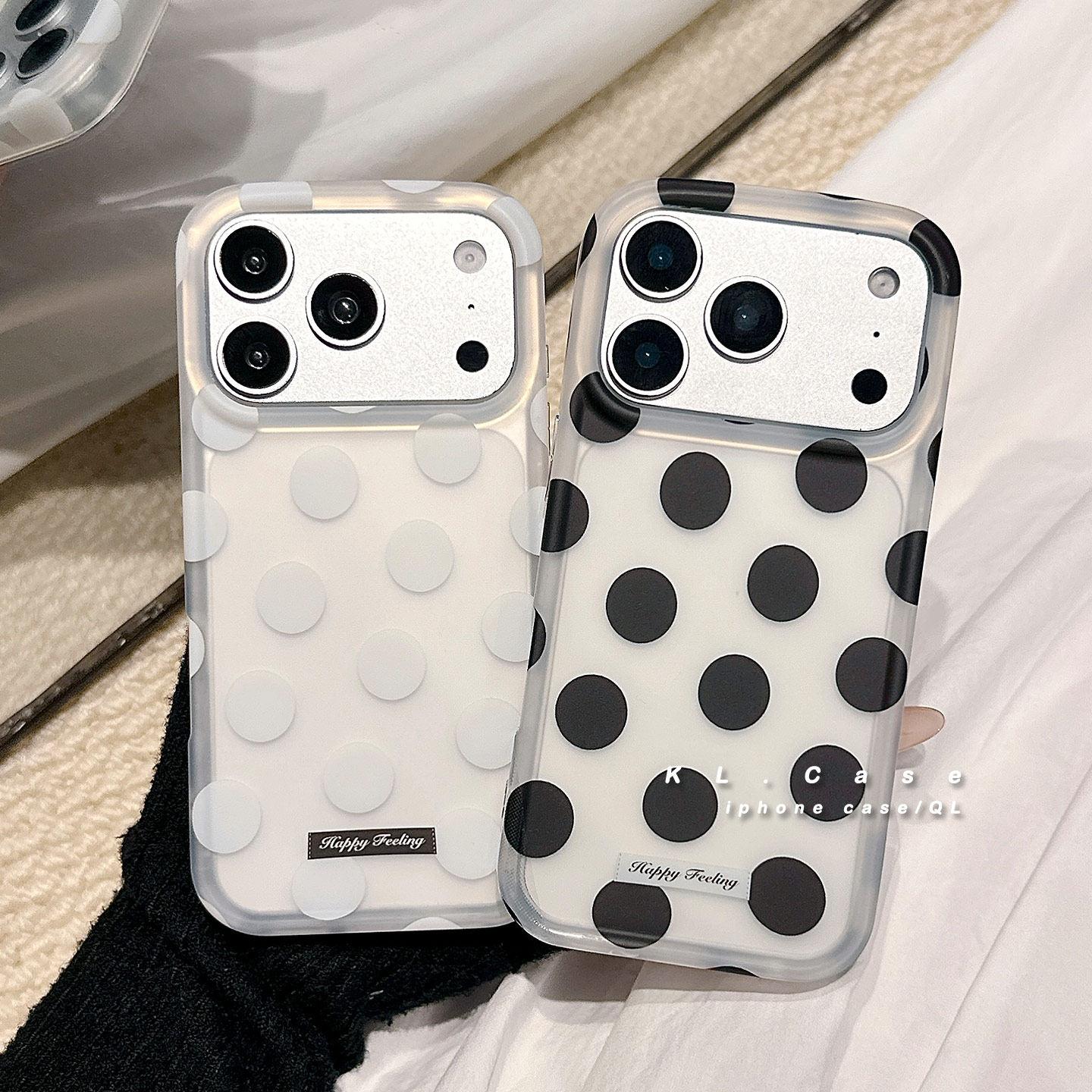 壳侣 简约大黑白色波点适用苹果17手机壳iPhone17promax新款16防摔保护套15硅胶全包小众高级感磨砂女软外壳p
