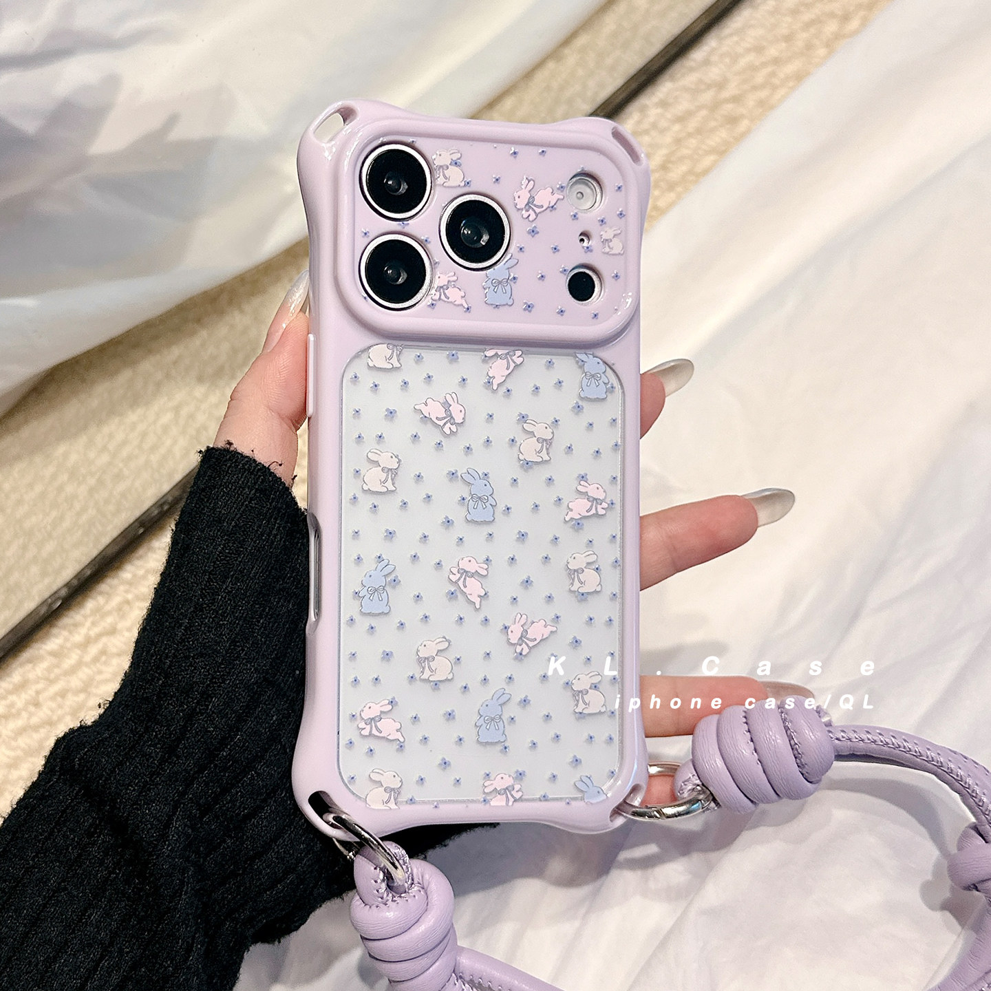 ins碎花小兔子适用苹果17手机壳iPhone17promax新款16防摔17pro保护套15全包16pm小众高级感带挂绳软硅胶女外