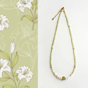 天然玉髓淡水珍珠项链高级感轻奢小众新中式和田玉锁骨链女款颈链